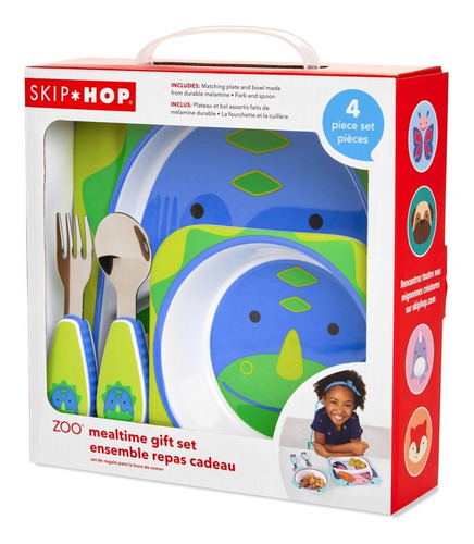 Kit Alimentação Skip Hop Dinossauro 4 Peças Talheres Pratos