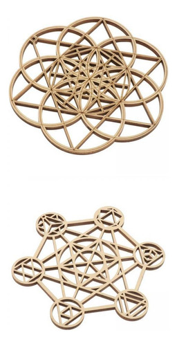 2 Uds Flor De La Vida Geometría Sagrada Pared De Madera