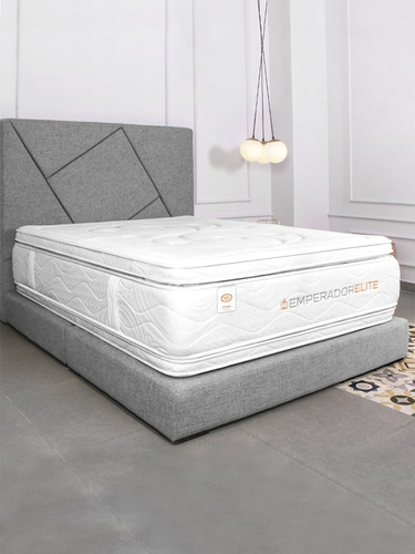  Combo Queen 160 Emperador Pantom + Cabecero + Base Cama Color Gris