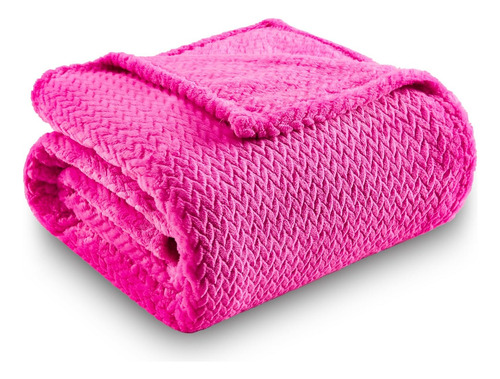 Manta Microfibra Suave Estampado Hojas Rosa - 127cm X 152cm
