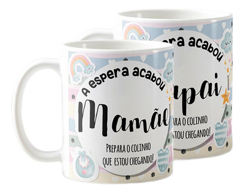 Kit Anúncio De Gravidez Papai E Mamãe 2 Canecas E Caixinhas