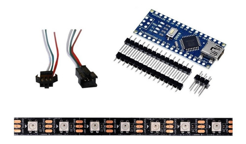2m Fita Led Ws2812b 60/m 5v+ Arduíno Nano V3+ Conector 3pin