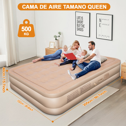 Colchón inflable Queen bomba de aire recargable almohadas 2 4000mAh battery recargable aire bomba 203 152 40 cm