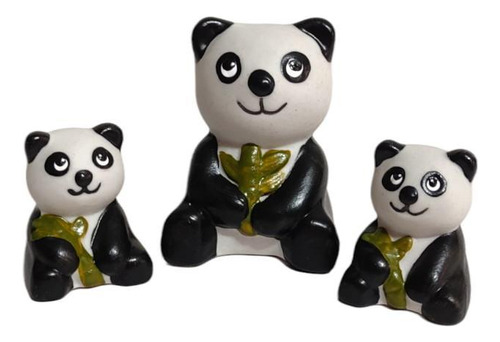 Enfeite Decorativo Miniatura Familia Urso Ursinho Panda