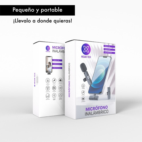Microfono Inalambrico Periodista 2 Mic Celular Usb Tipo C - Color Negro Megan TEch
