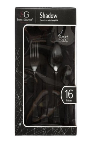 Cubiertos S.gourmet 16pz Negro En Acero Inoxidable 154001