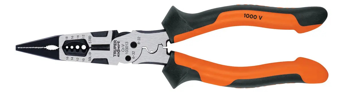Pinza Multiuso 8 Punta Larga, Comfort Grip, Truper 103013