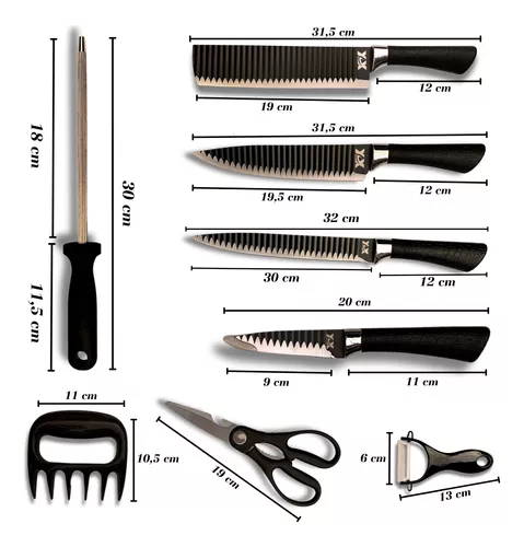 Kit de Facas Para Cozinha Profissional Chef 10 Peças