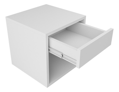 Mesa De Cabeceira Prateleira Com Gaveta Superior Mdf Acabamento Fosco Cor Branco