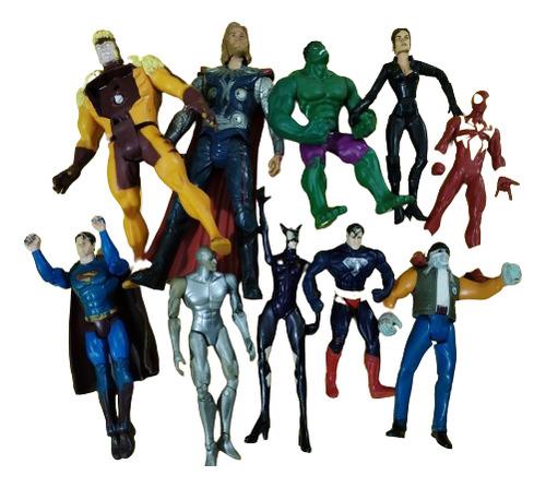 Lote De 10 Figuras Juguete Vintage Marvel Y Dc Superman 