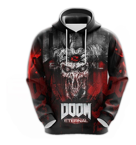 Disfraz 3d De Eternal Doom Game Con Capucha Y Sudadera