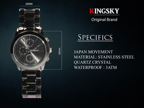 Imagen 1 de 10 de Reloj Kingsky Original Hombre Casual Negro Envio Gratis Acero Inoxidable