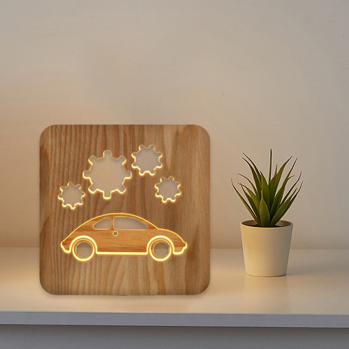 Luz De Escritorio Usb Led De Madera Con Luz Nocturna