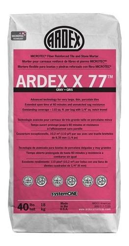 Adhesivo Para Recubrimiento Ardex X77 Gray 40lbs