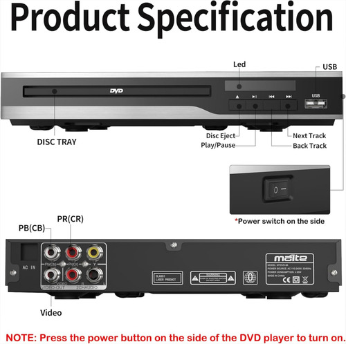 Reproductor De Dvd Maite Mtdvd-ba Region Free Con Salidas Rc