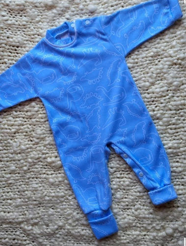 Body Ajuar Osito Bebe Pañalero Enterito Manga Larga Conjunto Azul Acero Talle 2
