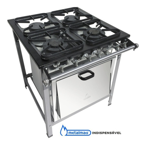 Fogão Industrial Metalmaq 4 Bocas Com Forno M18 Gás Natural