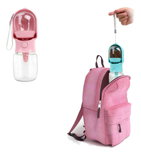 Botella De Agua Para Mascotas Con Dispensador De Comida, Com
