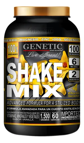 comprar 60 Serv 1.5k Batido Reemplaza Comida Vegan Shake Mix Genetic