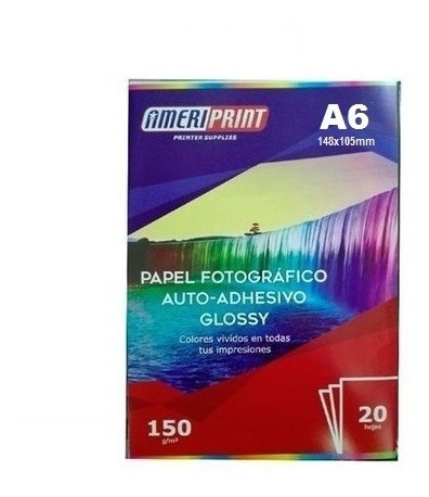Papel Fotografico Glossy Adhesivo 150g A6 (20hojas) X 10pack