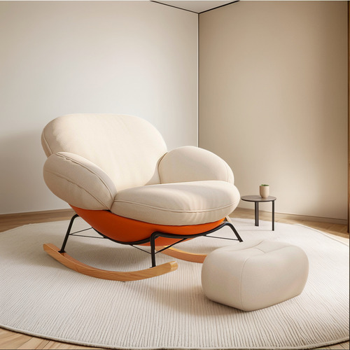 Sillón Mecedora Felpa Con Reposapiés Soporte Lumbar Y Pies