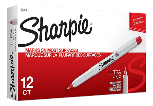 Marcador Permanente Punto Ultra Fino Sharpie Rojo Color: