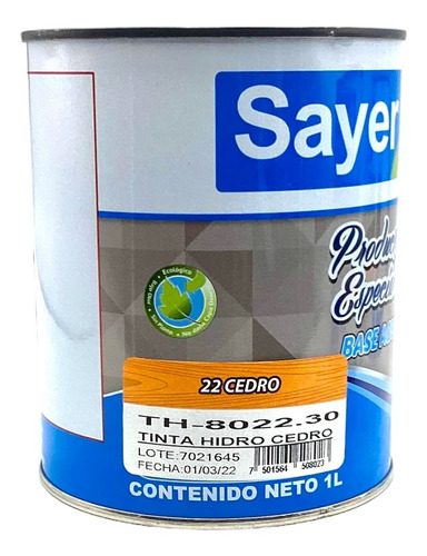 Tinta Hidro Lack Base Agua Madera Exterior Sayer 1 Litro 