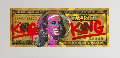 Cuadro Moderno En Tela Canvas Dólar Grafitti 40x90 Cms 