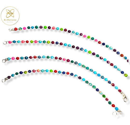 Imagen 2 de 8 de Pulsera Plata Piedras Chicas Multicolores