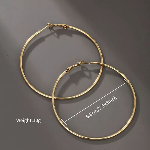 Aretes De Aro Grande Pendientes Chapado Oro 14k Dama