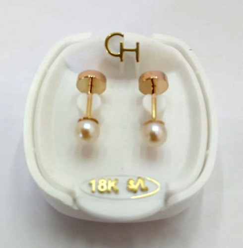 Aros Abridores Ch710 Oro 18k 4mm Perla  Agente Oficial