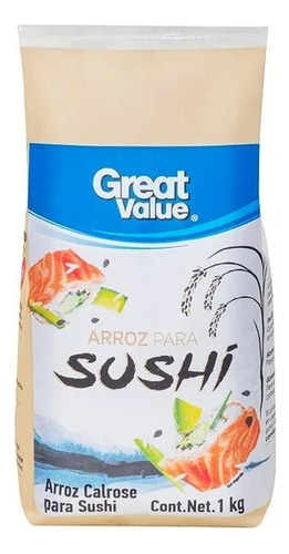 3 Pza Arroz Para Sushi Great Value 1 Kg