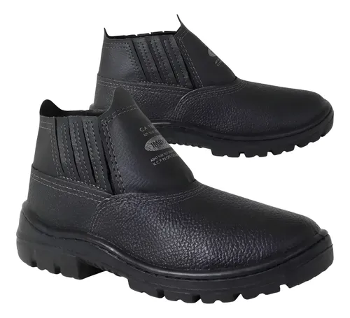 Bota Trabalho Botina Segurança Calçado Epi Bico Aço Com Ca Preto 41 Aço