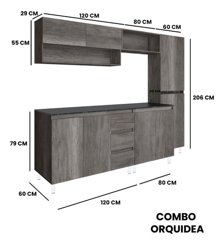 Cocina Integral Premium Decomobil Para Tarja Minimalista Color Lombardia - Mármol Negro