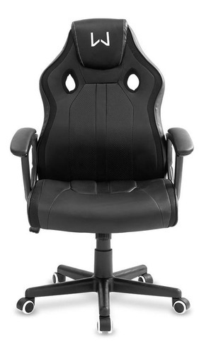 Silla Gamer Warrior  Ga201 Negra Para Oficina Color Negro Material Del Tapizado Cuero Sintético