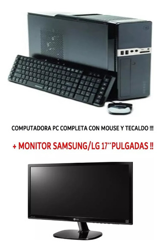 Computadora Pc Completa Armada Con Monitor Mouse Y Teclado (Reacondicionado)