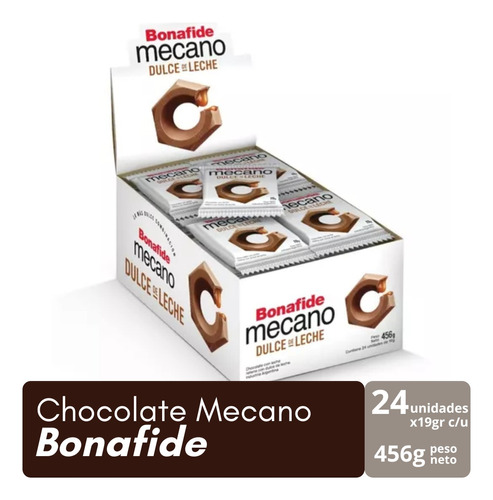 Chocolate Mecano Dulce De Leche Bonafide 19g X 24 Unidades