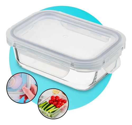 Kit 4 Potes 1040ml Hermético Vidro Marmita Com 4 Travas