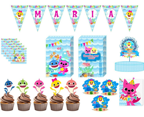 Kit Cumpleaños Baby Shark Fiesta Infantil Decoracion- K