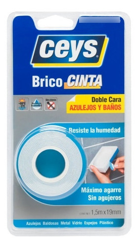 Cinta Doble Cara Ceys Brico Azulejos Y Baños 1.5 M X 19 Mm