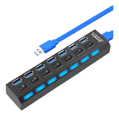 Hub Usb 3.0 De 7 Puertos Switch Con Adaptador De Corriente