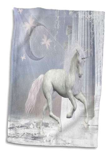 3d Rosa Blanca Unicornio Columna Luna Mariposas Agua Fantasí