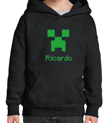 Poleron Personalizado Con Tu Nombre Diseño Minecraft Creeper