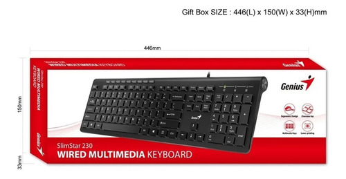 Imagen 2 de 6 de Teclado Multimedia Genius Slimstar 230 Usb Ultra Delgado
