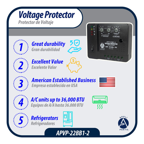 Protector A.a. Y Refrigeracion 220v/1ph/20a Apvp-22bb1-2
