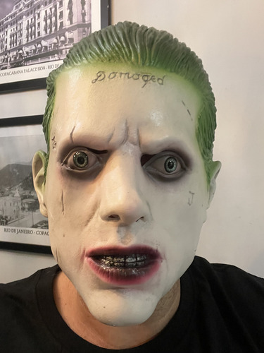 Máscara Halloween Coringa Jared Leto Esquadrão Suicida Cor Branco E Verde Coringa Do Esquadrão Suicida
