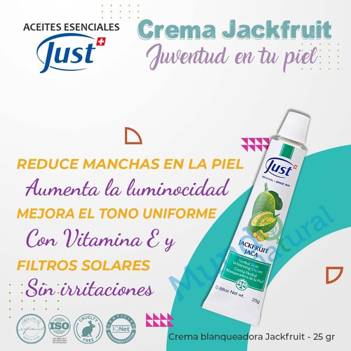 Imagen 2 de 8 de Crema Blanqueadora De Jackfruit 25g Swiss Just