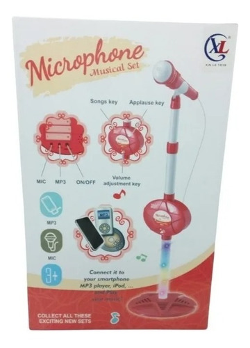 Imagen 3 de 4 de Microfono Infantil Pie Extensible Sonido Karaoke Plug Mp3 F
