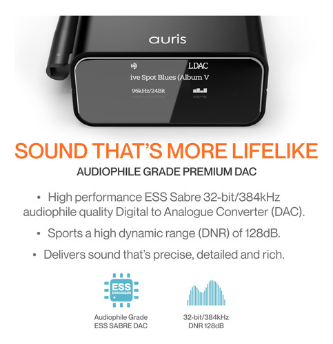 Receptor Bluetooth Auris Blume Pro Hifi 5.0 Dac Oled