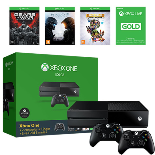 Xbox One 500gb + 2 Controles + 3 Jogos + Live